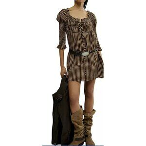 Free People Star Dip Smocked Back Babydoll Mini Dress Small NWT